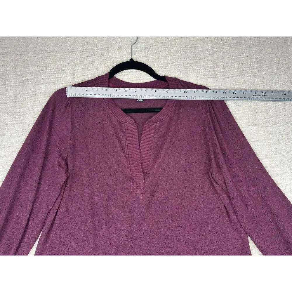 Buffalo David Bitton Burgundy Split V Neck Long Sleeve Women’s Shirt Size Large